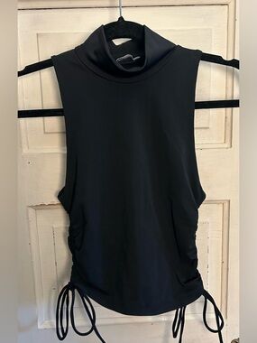 Zara Black Sleeveless Drawstring Turtleneck Tank